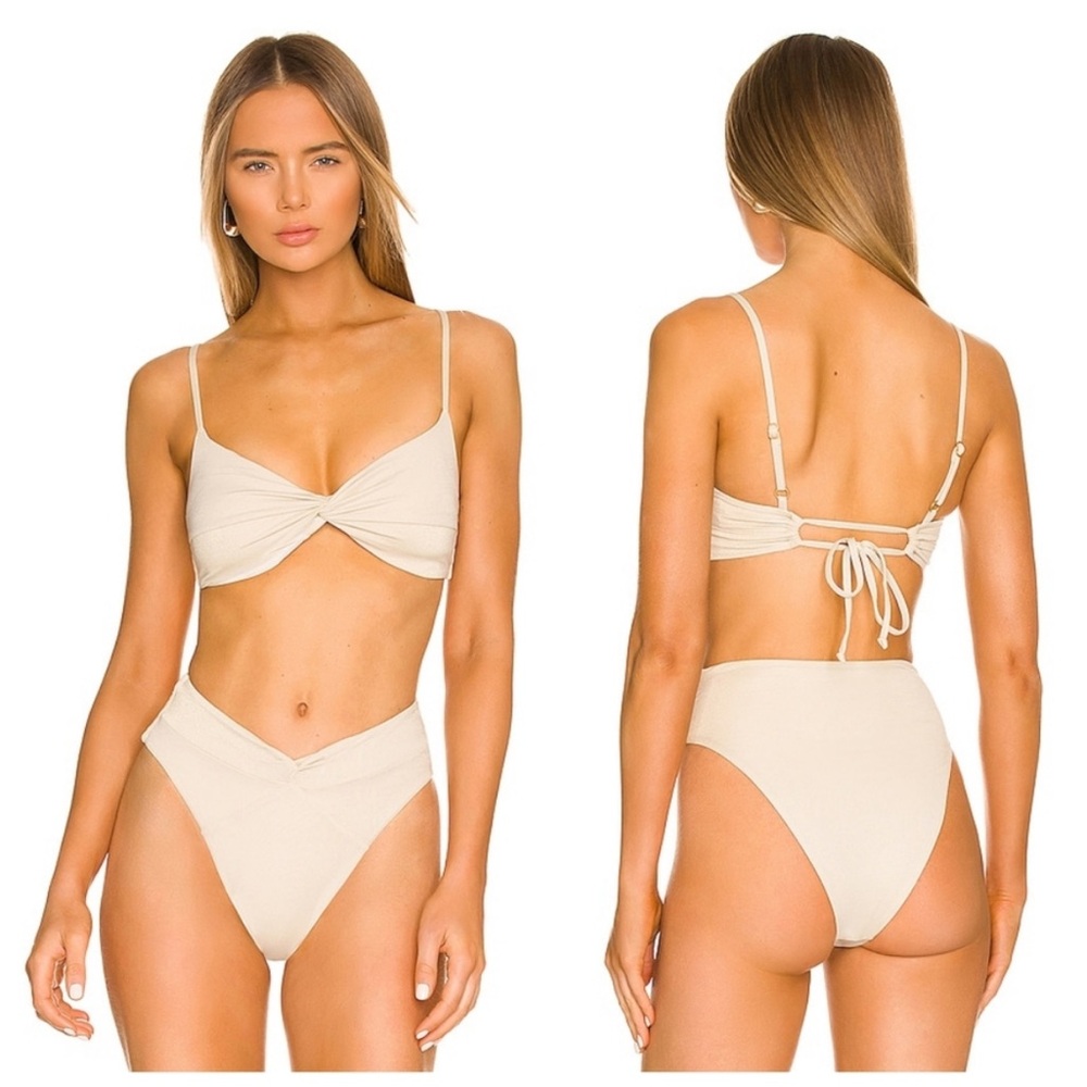 L*Space Shimmer Nancy Lee Bitsy Bikini Bottom Bone Shine size XL